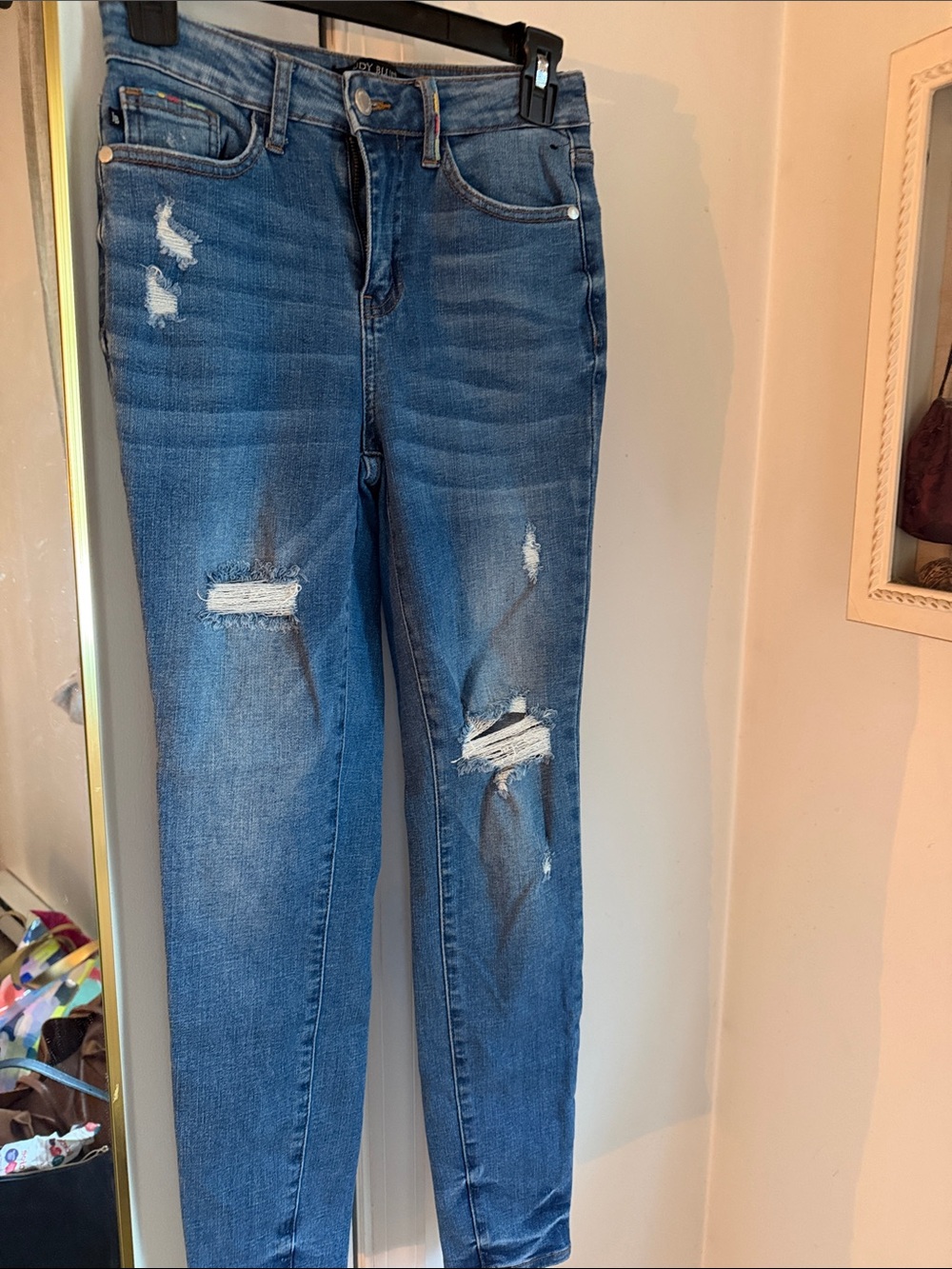 Judy Blue Distressed skinny fit Women's Jeans with colorful detailing